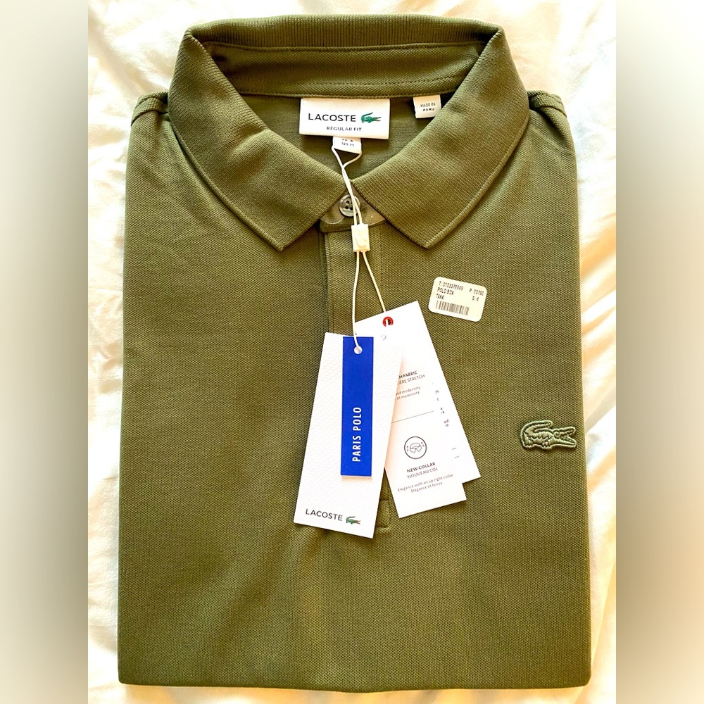 New with tags. LACOSTE POLO SHIRT/ MEN/GREEN/SIZE :M. AUTHENTIC MADE IN PERU